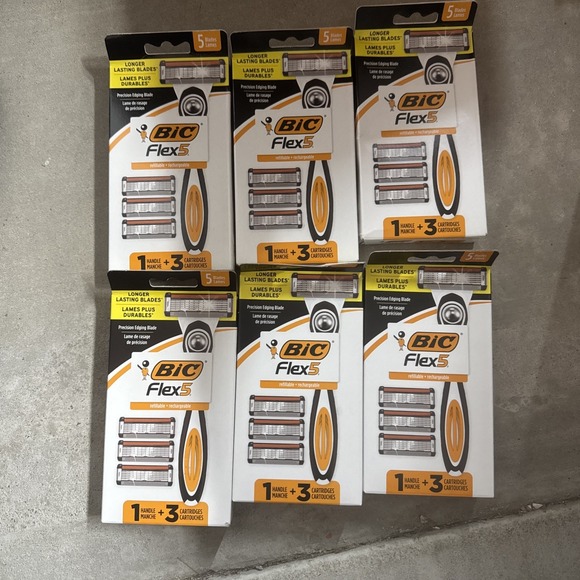 BIC Other - Bic Flex 5 Razor. Refillable‎ Blades 3 Cartridges 1 Handle Mens SEALED(6 Pack)